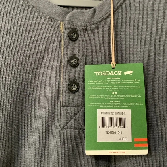 NWT Toad&Co Men's XL Gray Long Sleeve Shirt - Picture 3 of 10